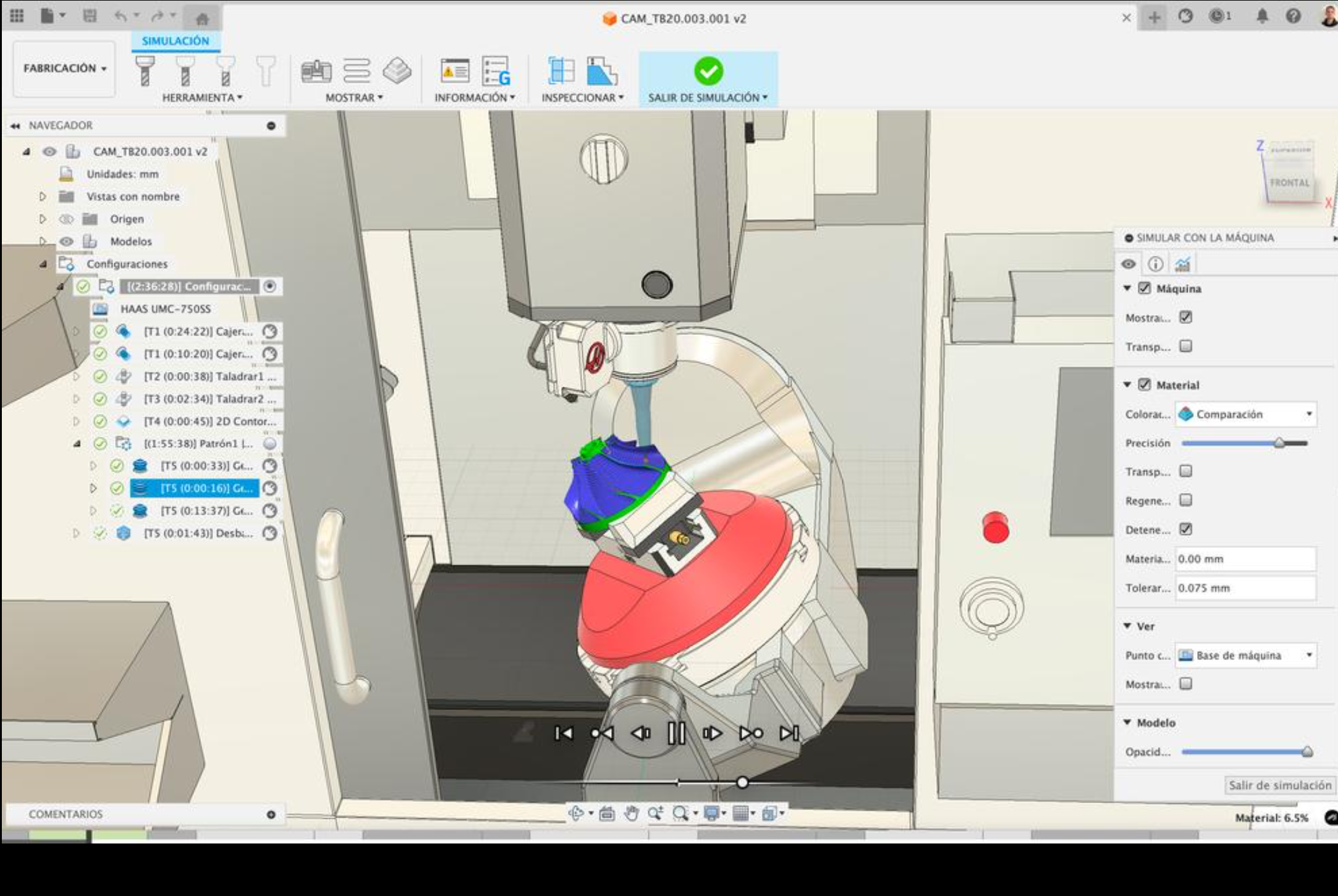 Haas UMC 750 machine simulation in Autodesk Fusion 360 CAD CAM software