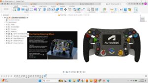 D CAD surface modeling of an industrial machine enclosure in Autodesk Fusion 360, displaying complex curvature design and manufacturing layouts.
